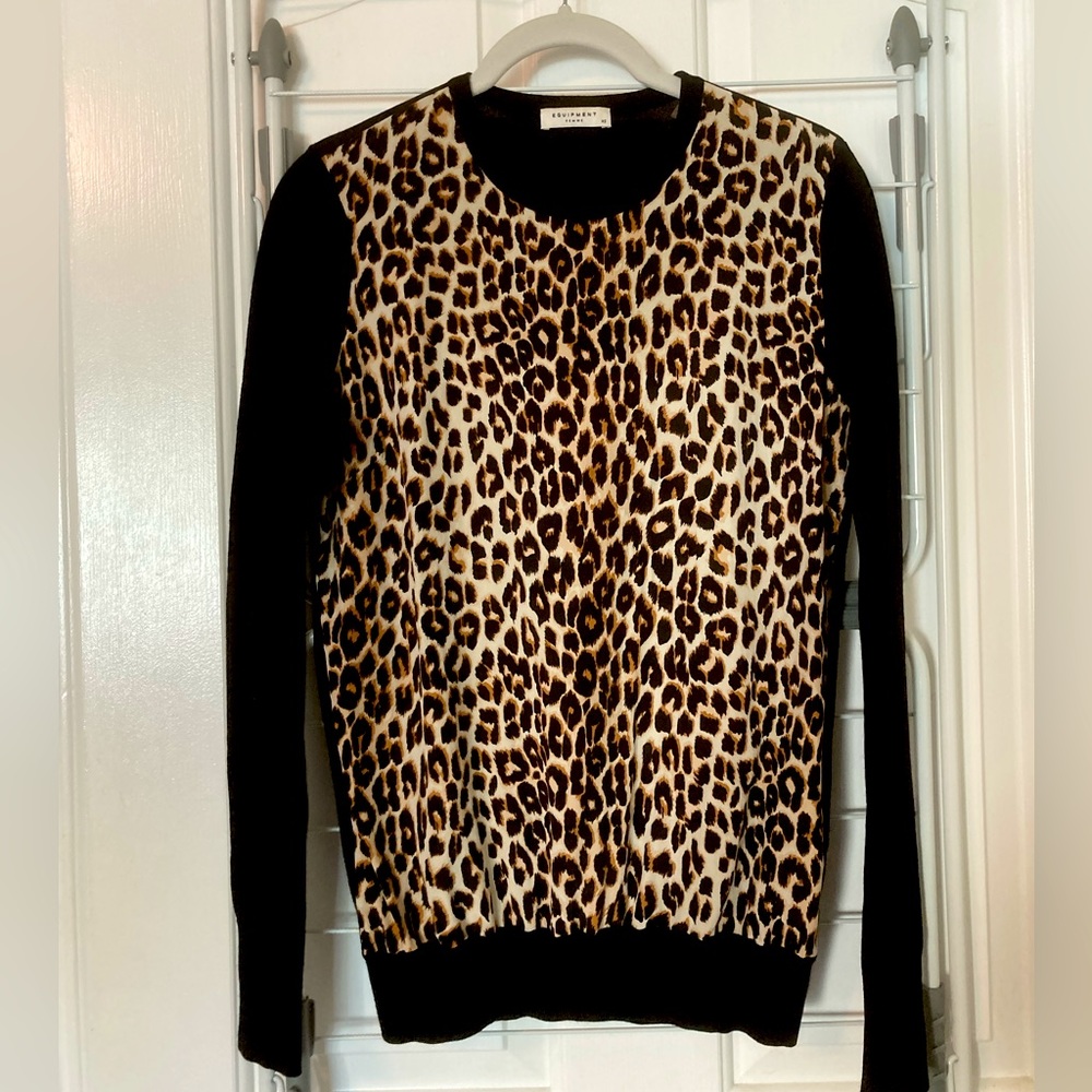 Equipment Leopard-Print Silk / Wool Sweater